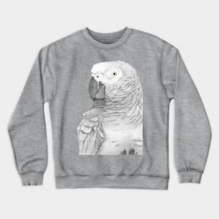 Grey parrot congo african bird watercolor portrait painting timneh Crewneck Sweatshirt